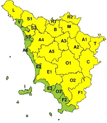 Zone di allerta della Toscana