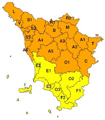 Zone di allerta Regione Toscana