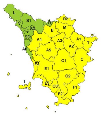 Zone di allerta della Toscana