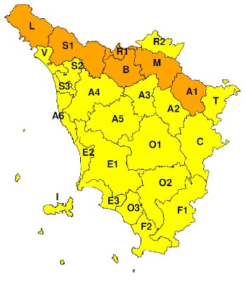 Zone di allerta della Toscana