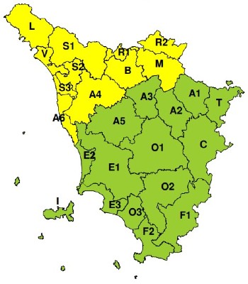 Zone di allerta della Toscana