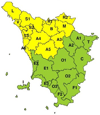 Zone di allerta della Toscana