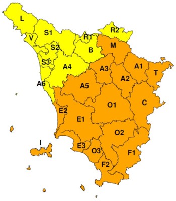 Zone di allerta della Toscana