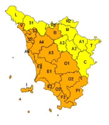 zone di allerta della Toscana