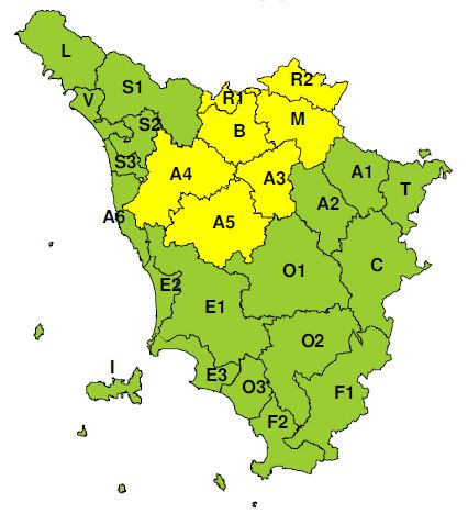 Zone di allerta della Toscana