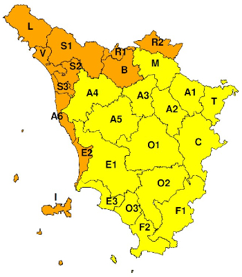 Zone di allerta della Toscana