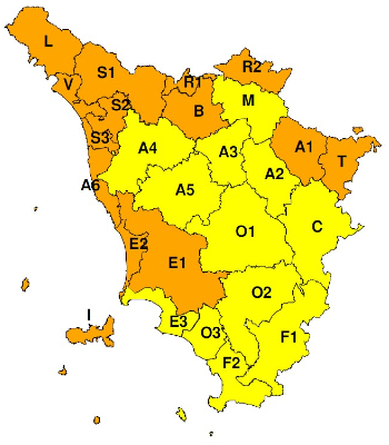 Zone di allerta della Toscana