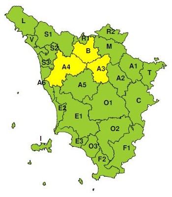 Zone di allerta della Toscana