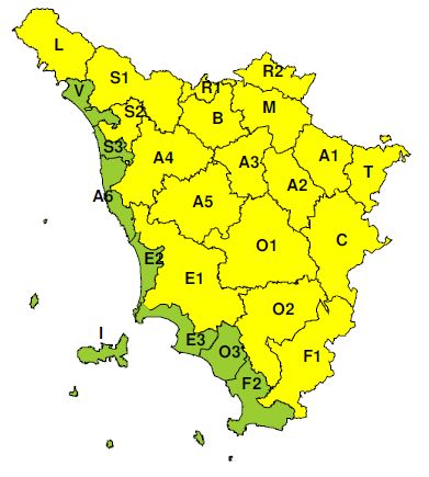 Zone di allerta della Toscana