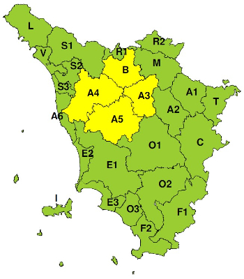 Zone di allerta della Toscana