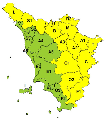 Zone di allerta della Toscana