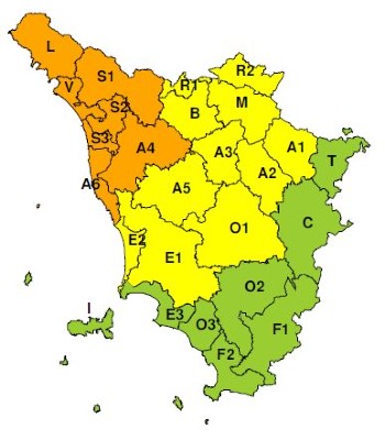 Zone di allerta della Toscana