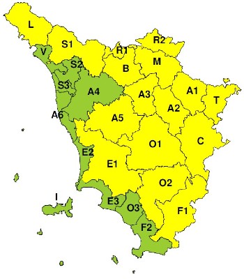 Zone di allerta della Toscana