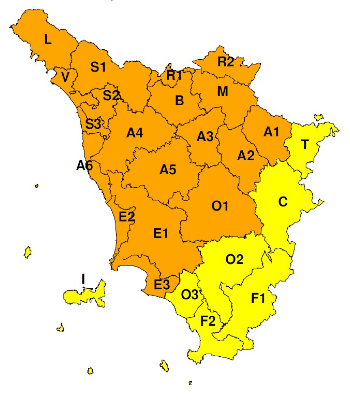 Zone di allerta della Toscana