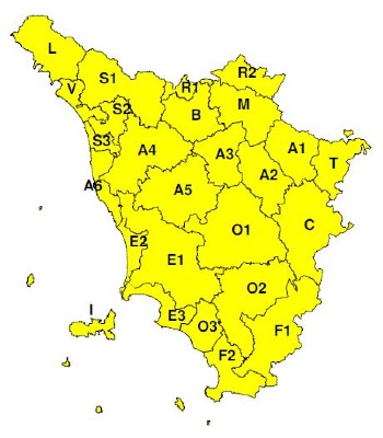 Zone di allerta Regione Toscana