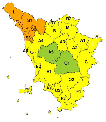 Zone di allerta della Toscana