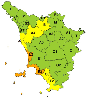 Zone di allerta della Toscana