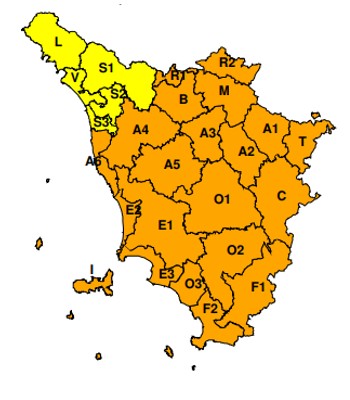 zone di allerta della Toscana