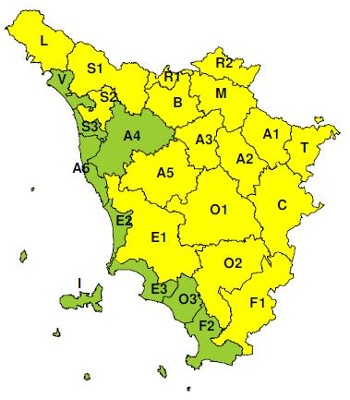 Zone di allerta della Toscana