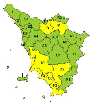 Zone di allerta della Toscana