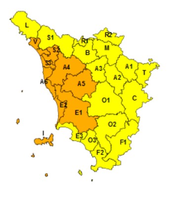 zone di allerta della Toscana