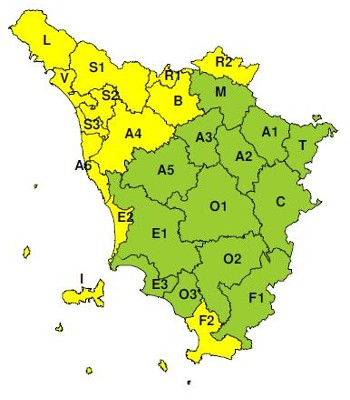 Zone di allerta della Toscana