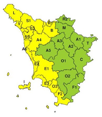 Zone di allerta della Toscana