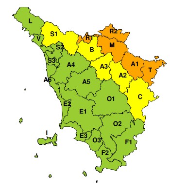 zone di allerta della Toscana