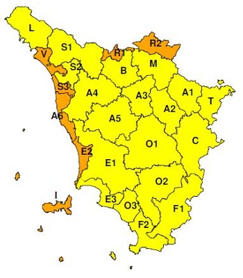 Zone di allerta della Toscana