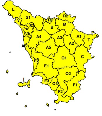 Zone di allerta della Toscana