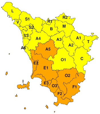 Zone di allerta della Toscana