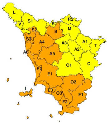 Zone di allerta della Toscana