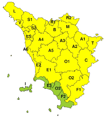 Zone di allerta della Toscana