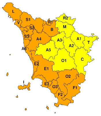 Zone di allerta della Toscana