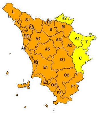 Zone di allerta della Toscana