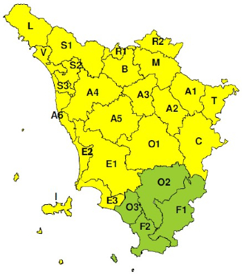 Zone i allerta della Toscana
