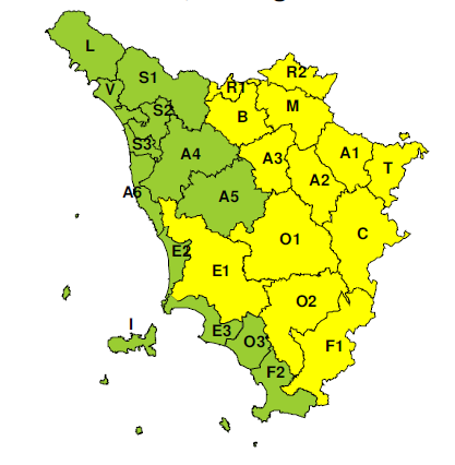 Zone di allerta della Toscana