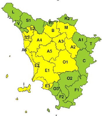 Zone di allerta della Toscana