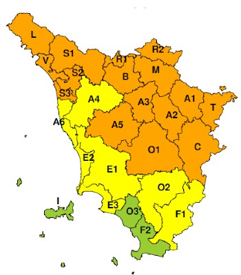 Zone di allerta della Toscana