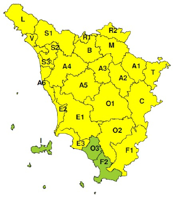 Zone di allerta della Toscana
