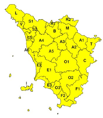 Zone di allerta della Toscana