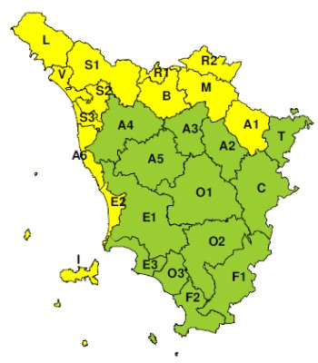 Zone di allerta della Toscana