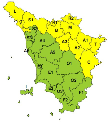 Zone di allerta della Toscana