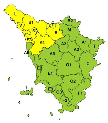 Zone di allerta della Toscana