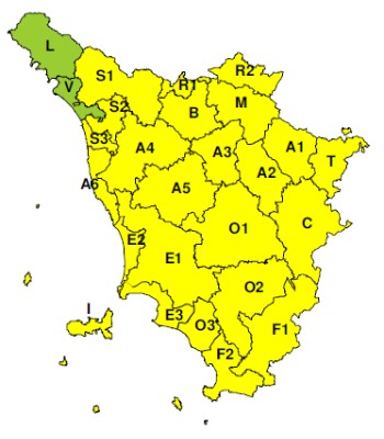 Zone di allerta della Toscana