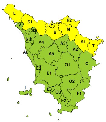 Zone di allerta della Toscana