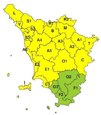 Zone di allerta della Toscana