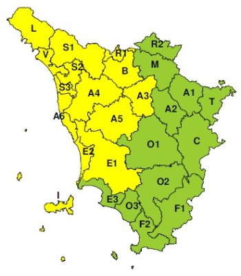 Zone di allerta della Toscana