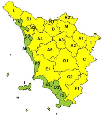 Zone di allerta della Toscana