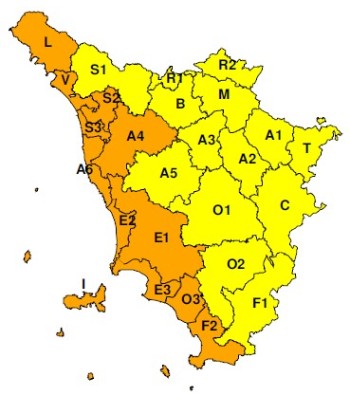 Zone di allerta della Toscana